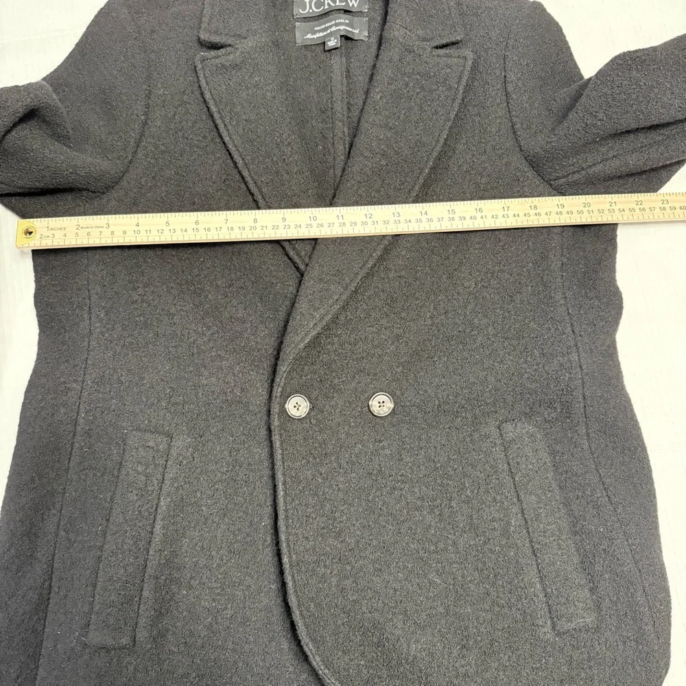 J. Crew Daphne Italian Boiled Wool Coat Women’s Size 12 Black Double Breasted - Picture 7 of 12